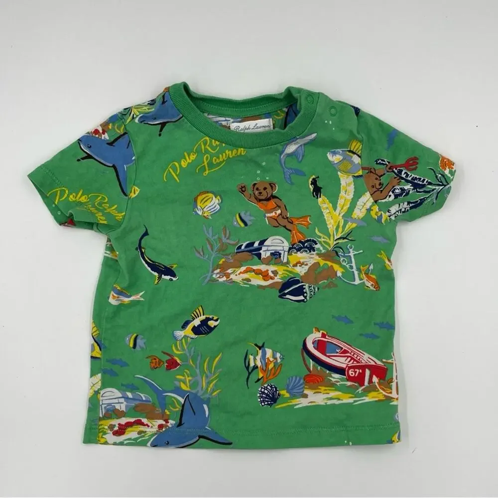 Ralph Lauren Green Ocean Adventure Baby Tee 12 Months